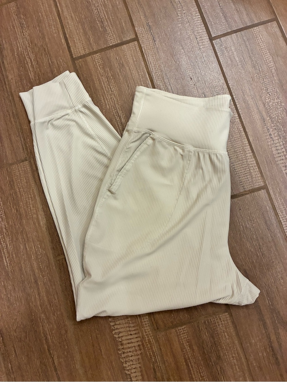 Old Navy Ribbed High-Waist Jogger Pants - Cream